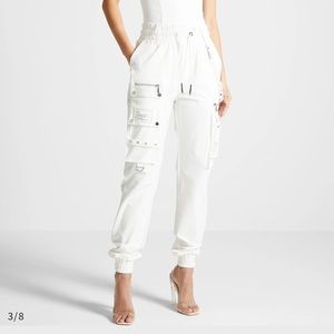 CARGO PANTS WITH FROSTED CHAIN - OFF WHITE